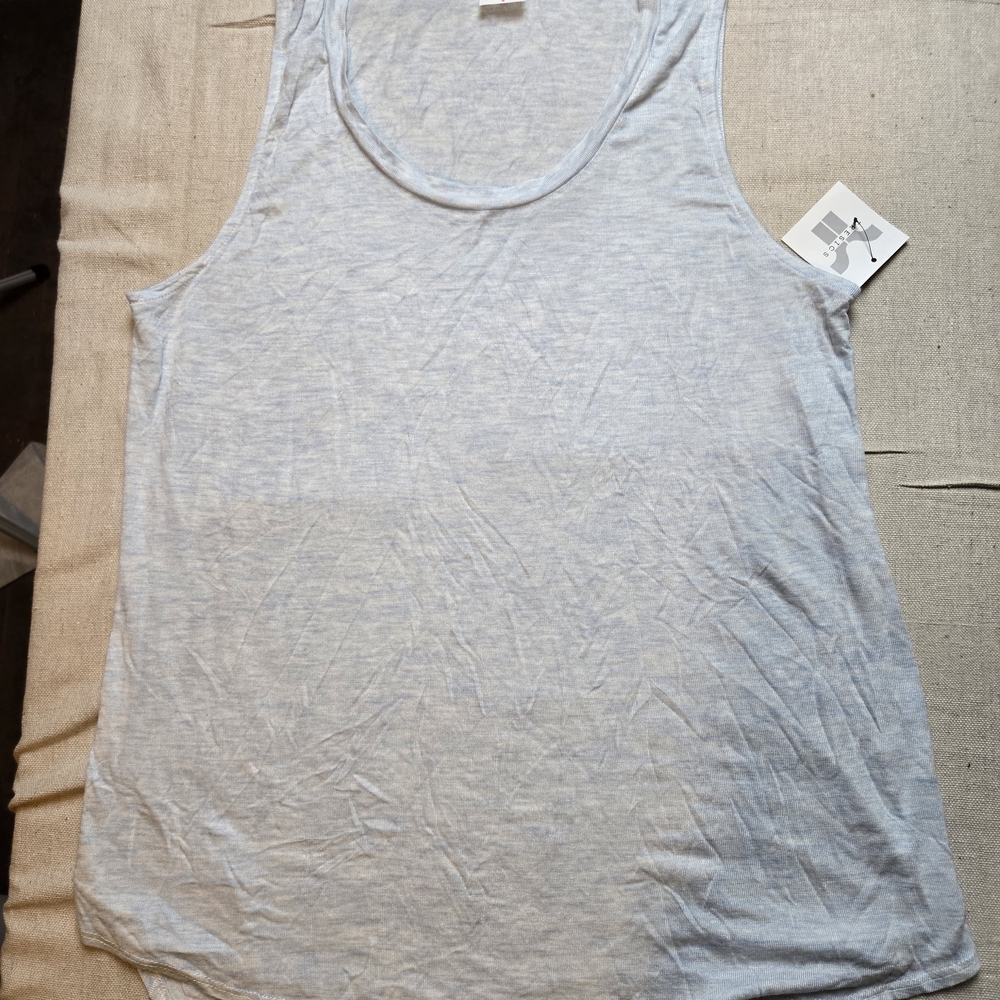 Tresics Womens Large Light Blue Tank Top Sleeveless High Low Hem Stretch